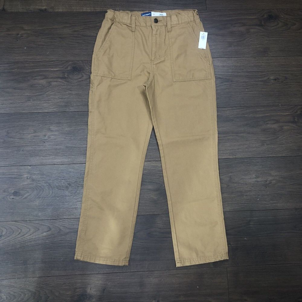 Old Navy Boy's Plus Loose Tapered Canvas Utility Pants Brown Size 10 NWT